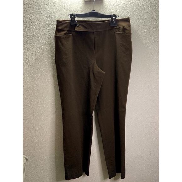 Chaps Women Brown Office/Work Cotton Blend Pants Size 16W - Picture 2 of 5